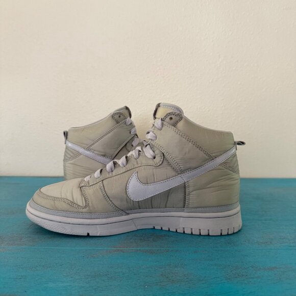Nike Dunk High Top Premium Quilted Metallic Silver Gray Sneakers Sz 40/10 - Picture 6 of 9